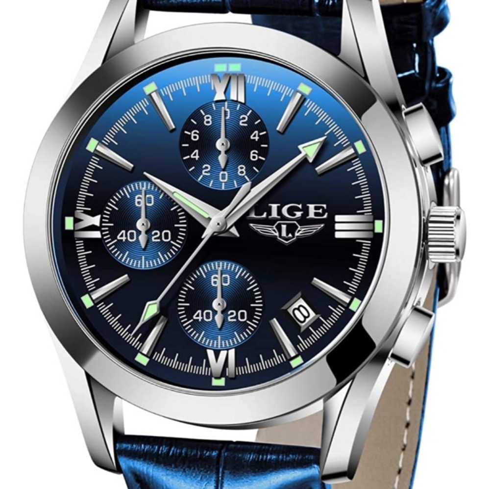 Mens Watch Leather Analog Quartz Wristwatch Men